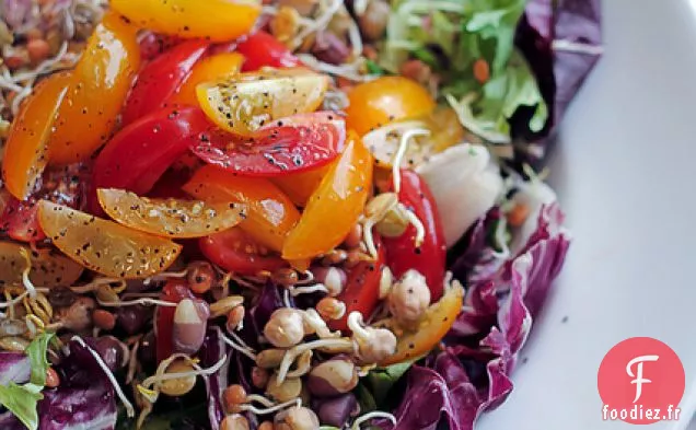 Tomates, Germes De Soja Mélangés Et Feuilles Mélangées