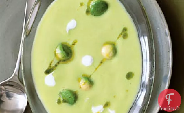 Soupe Froide de Maïs à l'Avocat et à l'Huile de Coriandre