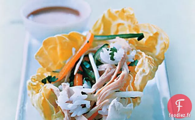 Poulet, Riz et Mangue en Wraps de laitue