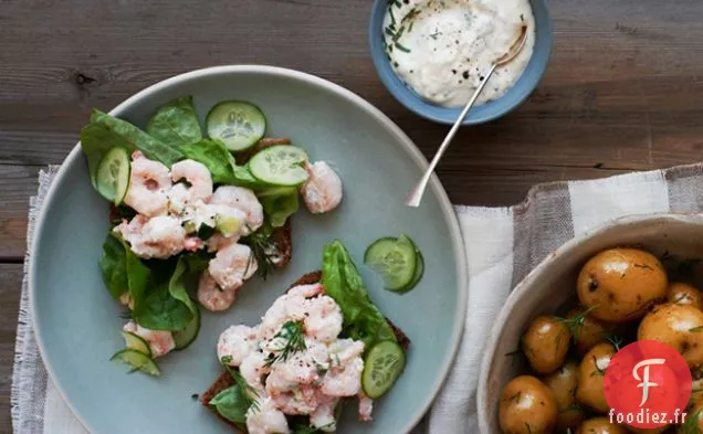 Salade de Crevettes et Concombre avec Mayo au Raifort