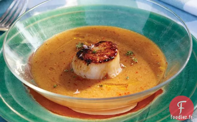 Gaspacho de Fruits à Noyau aux Pétoncles