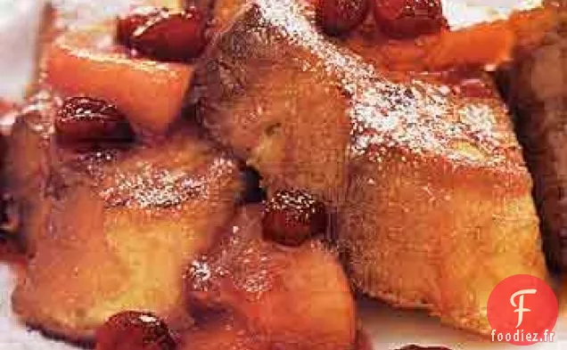 Pain perdu au Lait de Poule avec Compote de Canneberges et de Pommes