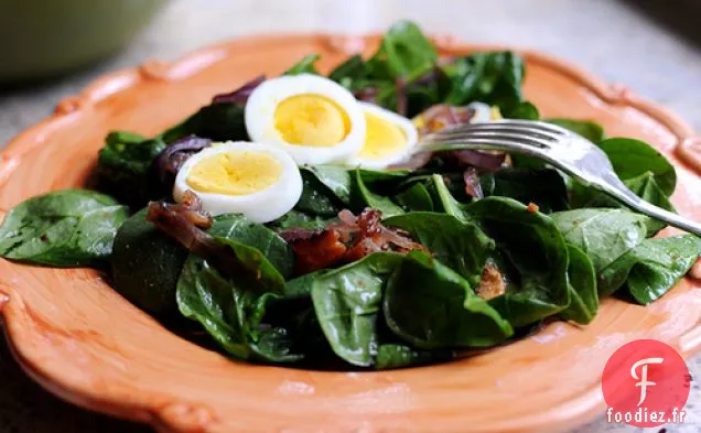 Salade D'Épinards Avec Vinaigrette Chaude Au Bacon