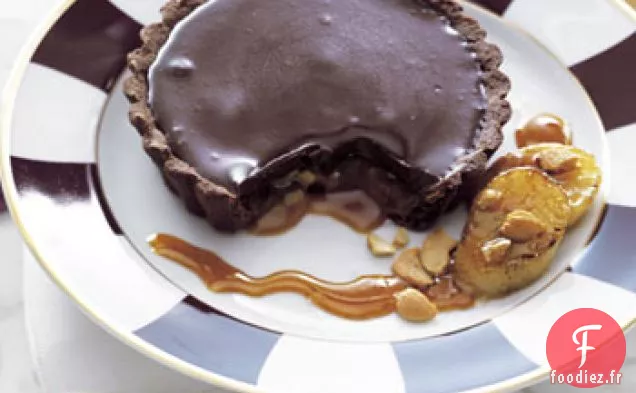 Tartelettes Chocolat-Caramel aux Bananes Rôties et Caramel Gingembre-Agrumes