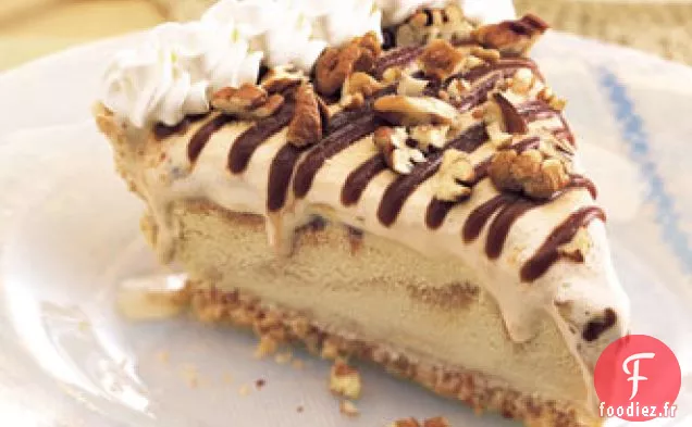 Tarte à la Crème Glacée au Dulce de Leche avec Sauce au Fudge Moka