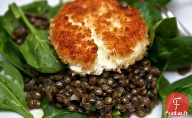 Dîner Ce soir : Salade d'Épinards aux Lentilles et Fromage de Chèvre Croustillant