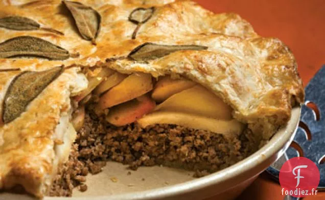 Tarte au Porc et aux Pommes avec Croûte de Cheddar-Sauge