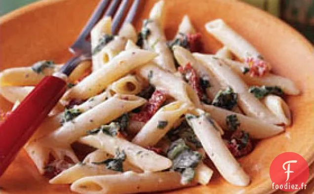 Penne crémeuse aux Tomates séchées et aux Épinards
