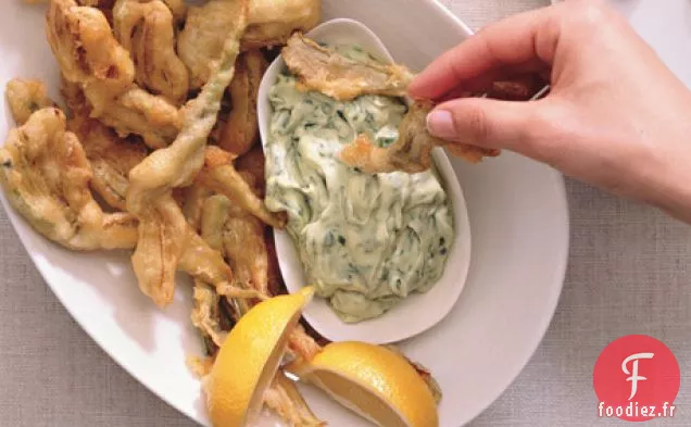 Beignets d'Artichauts à la Sauce Déesse Verte
