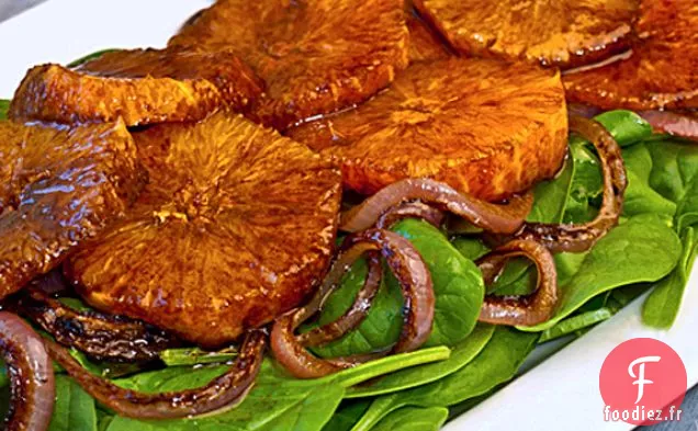 Oranges, Oignons Rouges Caramélisés Et Bébés Épinards Au Balsamique Vi