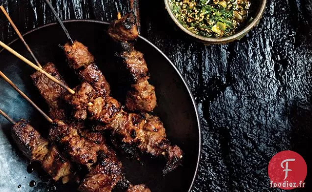 Brochettes de Steak avec Sauce à l'Échalote