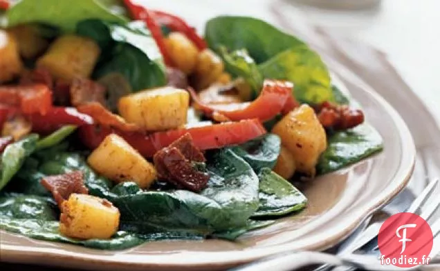 Salade de Pétoncles et d'Épinards avec Vinaigrette chaude