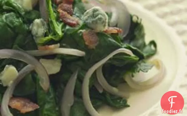 Épinards Sautés À L'Oignon Rouge, Bacon Et Fromage Bleu