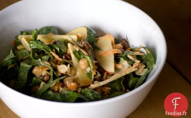 Salade de Chou Végétalienne Avec Épinards et Pois chiches