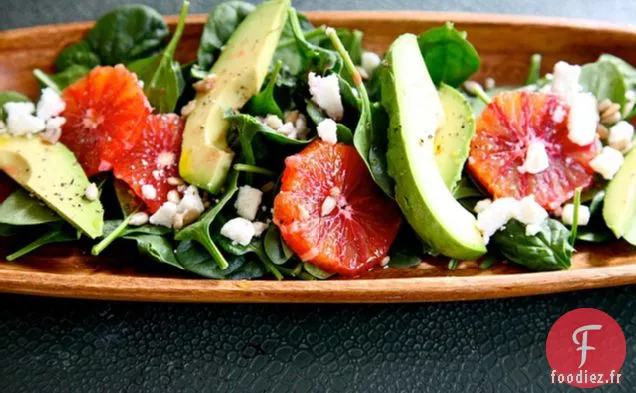 Salade d'Orange Sanguine Féta aux Épinards