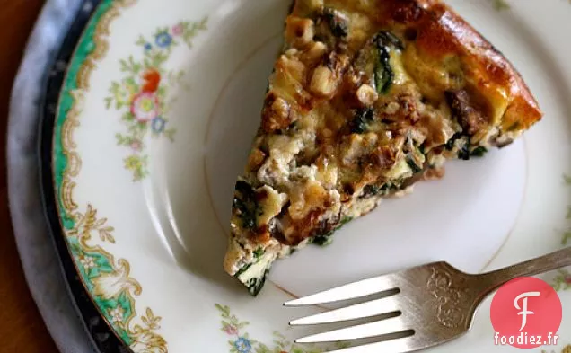 Quiche Sans Croûte Aux Épinards, Champignons Et Noix