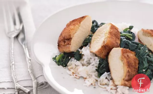 Poulet Farci au Gingembre et aux Épinards au Sésame