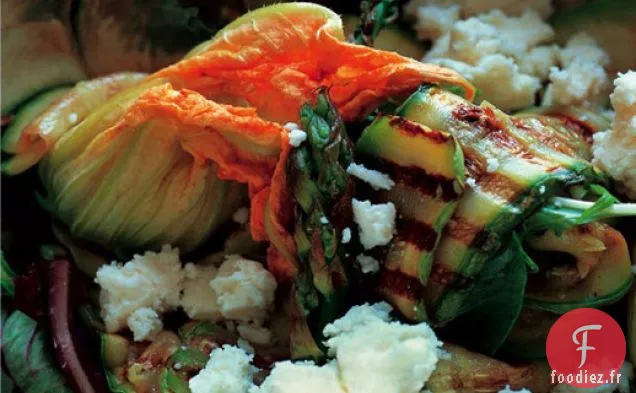 Courgettes Grillées au Fromage Blanc et Fleurs de Courgettes