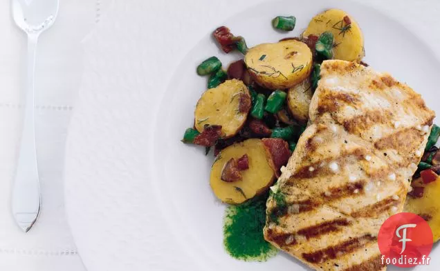 Saumon Grillé de Curto avec Bacon et Hachis de Pommes de terre