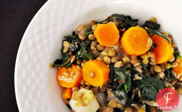 Salade de Lentilles et Carottes au Chou Frisé