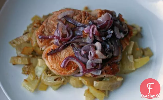 Dîner Ce soir: Côtelettes de Porc au Fenouil Braisé et Oignons Caramélisés