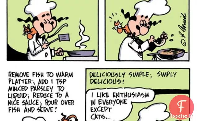 La Cuisine De Dessin Animé: Poisson, Poireaux Et Champignons