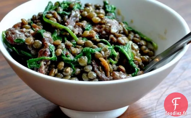 Lentilles Françaises avec Saucisse, Roquette Flétrie et Moutarde de Dijon