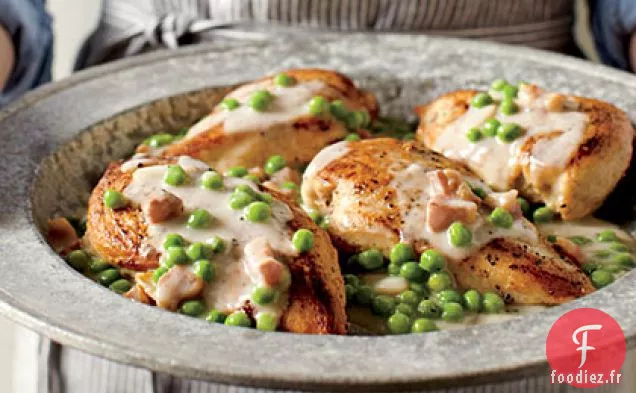 Poitrine de Poulet à la Crème de Pancetta et aux Petits Pois