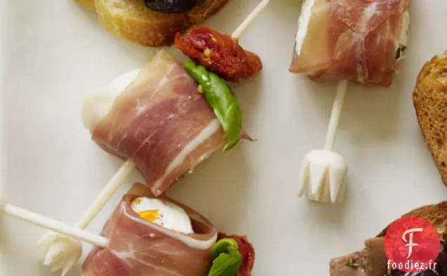 Bouchées de Mozzarella et de Prosciutto au Pesto