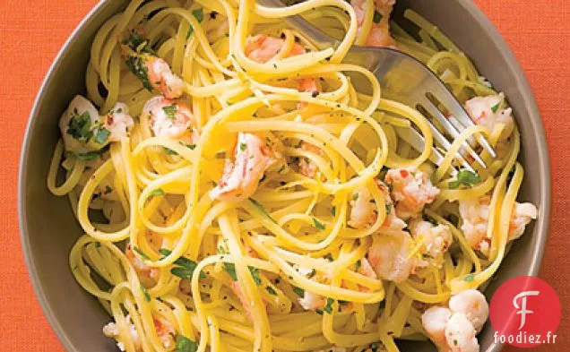 Pâtes aux Crevettes, au Citron et au Persil