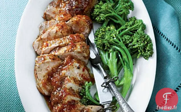 Filet De Porc Glacé à la Pêche et À la Moutarde