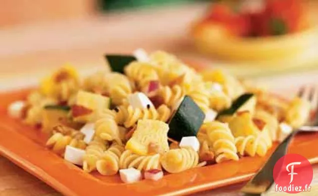 Rotini, Courge d'Été et Salade de Prosciutto avec Vinaigrette au Romarin