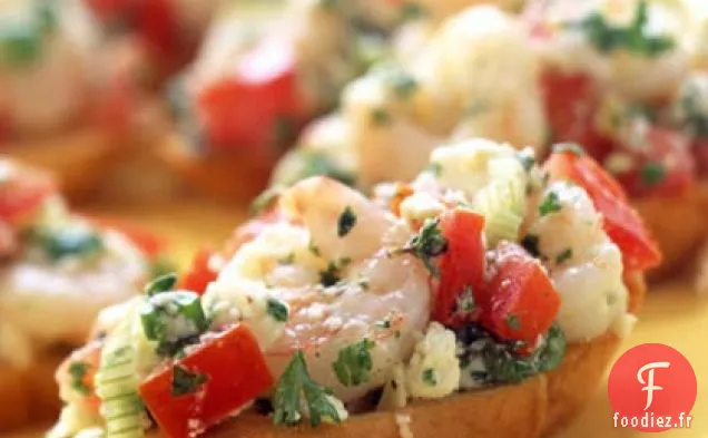 Bruschetta Aux Crevettes Grecques