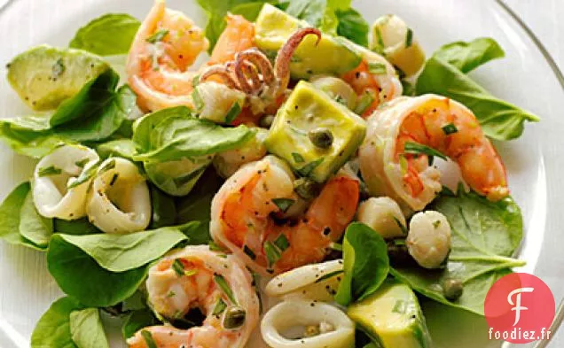 Salade de Fruits de Mer avec Vinaigrette Crémeuse à l'Estragon