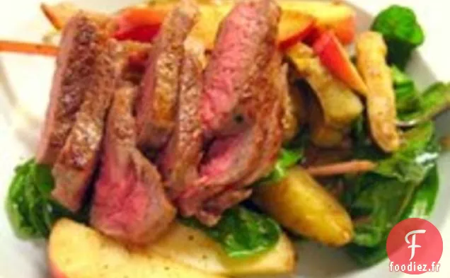 Meat Lite: Salade de Légumes verts de printemps et de Steaks en Bandes