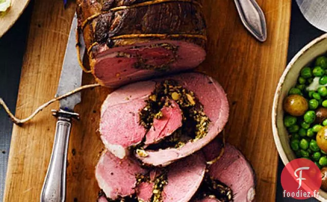 Gigot d'Agneau Rôti au Pesto Amande-Menthe