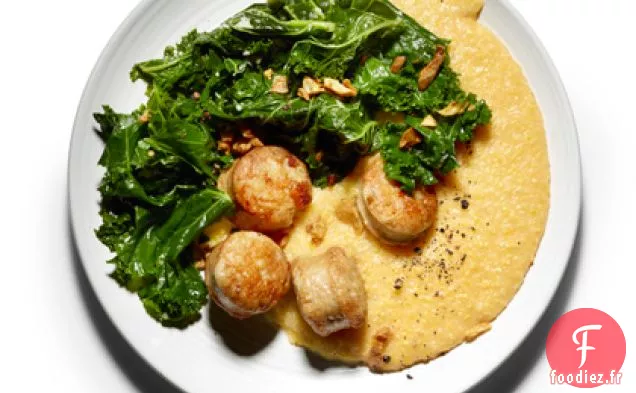Chou Frisé Braisé, Saucisse et Polenta Crémeuse