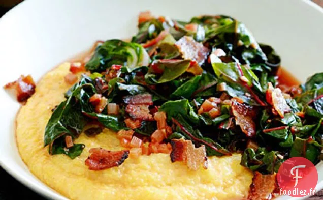 Blettes Arc-en-Ciel épicées au Bacon et à la Polenta