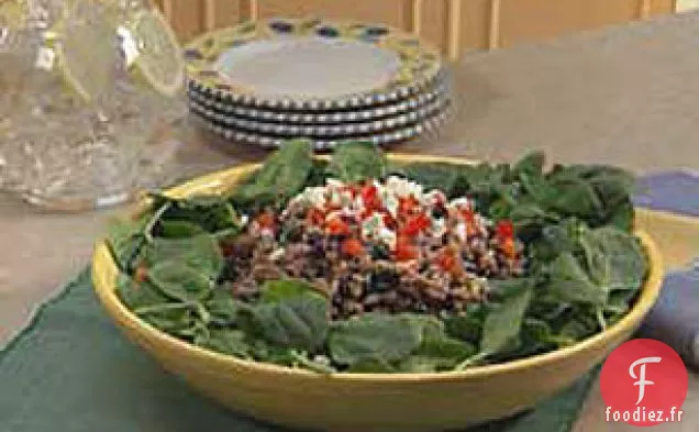 Salade d'Épinards avec Kasha et Haricots Noirs