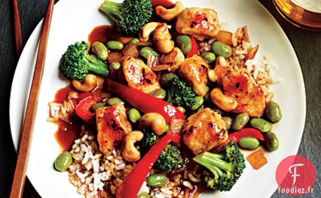 Poulet aux Noix de Cajou au Miel et au Riz