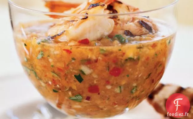 Gaspacho de Crevettes Grillées