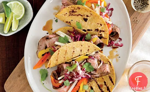 Tacos de Steak de Flanc avec Salade de Chou