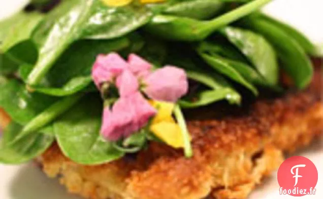 Français en un Éclair: Paillard de Porc de Dijon aux Épinards et Salade de Fleurs