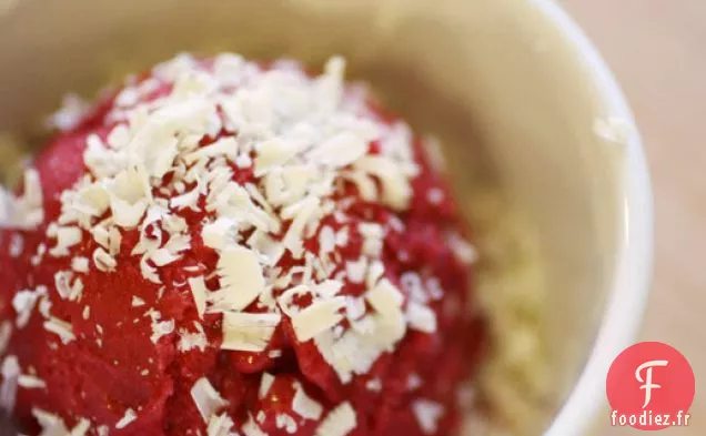 Sorbet Framboise-Rose au Chocolat Blanc