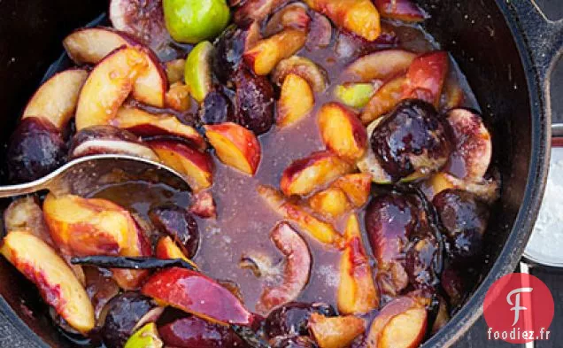Pêches et Figues Glacées au feu de camp