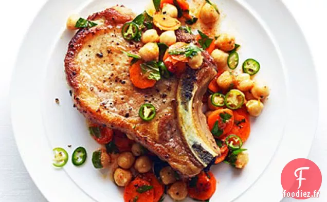 Salade Marocaine de Carottes et Pois Chiches avec Côtelettes de Porc