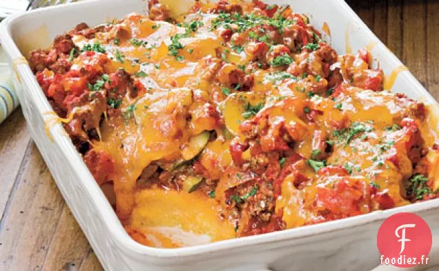 Cocotte De Tomate Et De Bœuf À La Croûte De Polenta