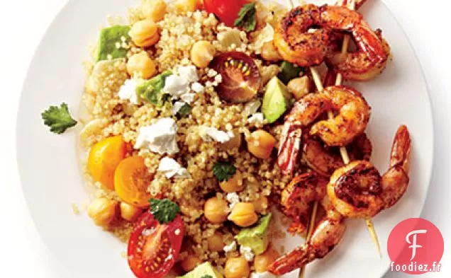 Crevettes Grillées Épicées avec Salade de Quinoa