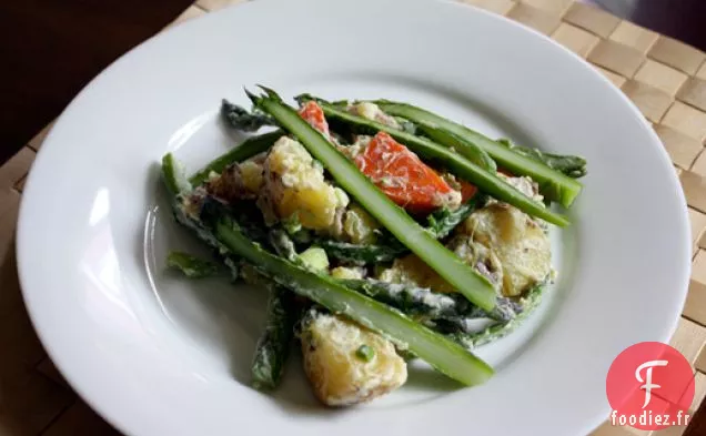 Dîner ce soir: Salade de Pommes de Terre et d'Asperges avec Vinaigrette à la Moutarde