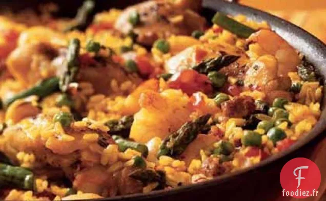 Paella au Poulet et aux Crevettes